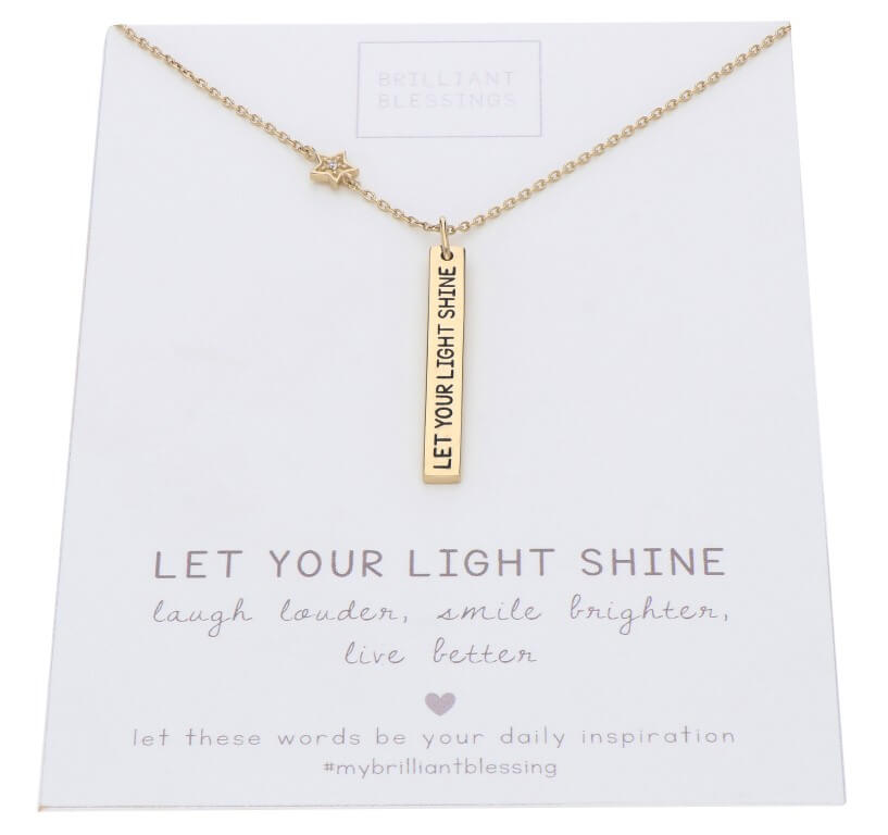 Lets your light shine gold over silver bar necklace