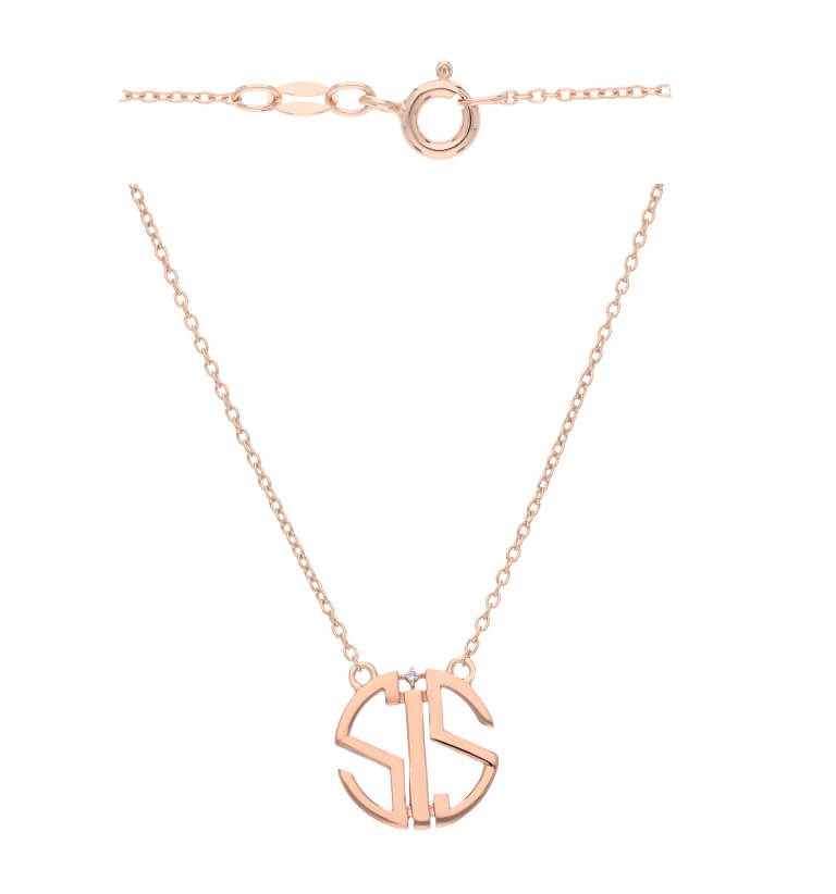 Rose gold over silver SIS necklace