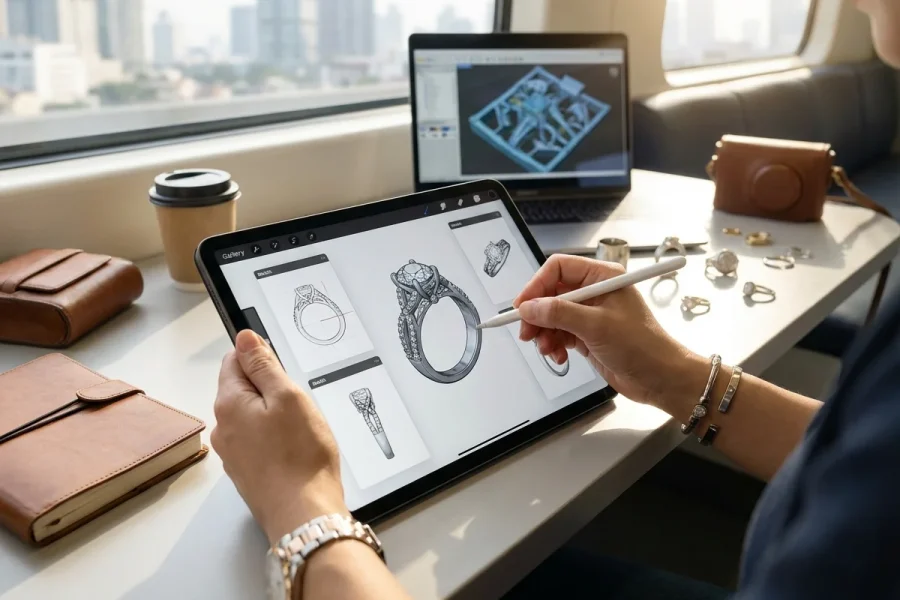 3d jewelry design on ipad